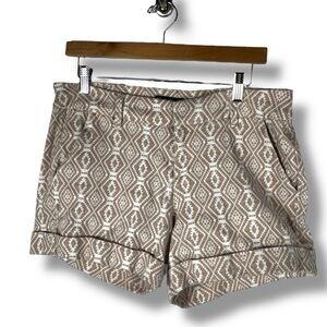 Dear John Finnegan Coral Reef Cuffed Shorts, Tan White Aztec Print, Size 31